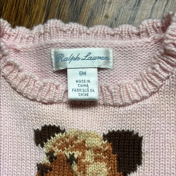 Ralph Lauren Pink Sweater with Bear Design - Picture 2 of 3